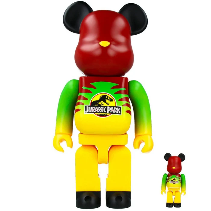 image_80c3fa55-8bb6-4c92-9fab-708cfab306e2_700x 400% & 100% Bearbrick Set - Jurassic Park (Green & Yellow)